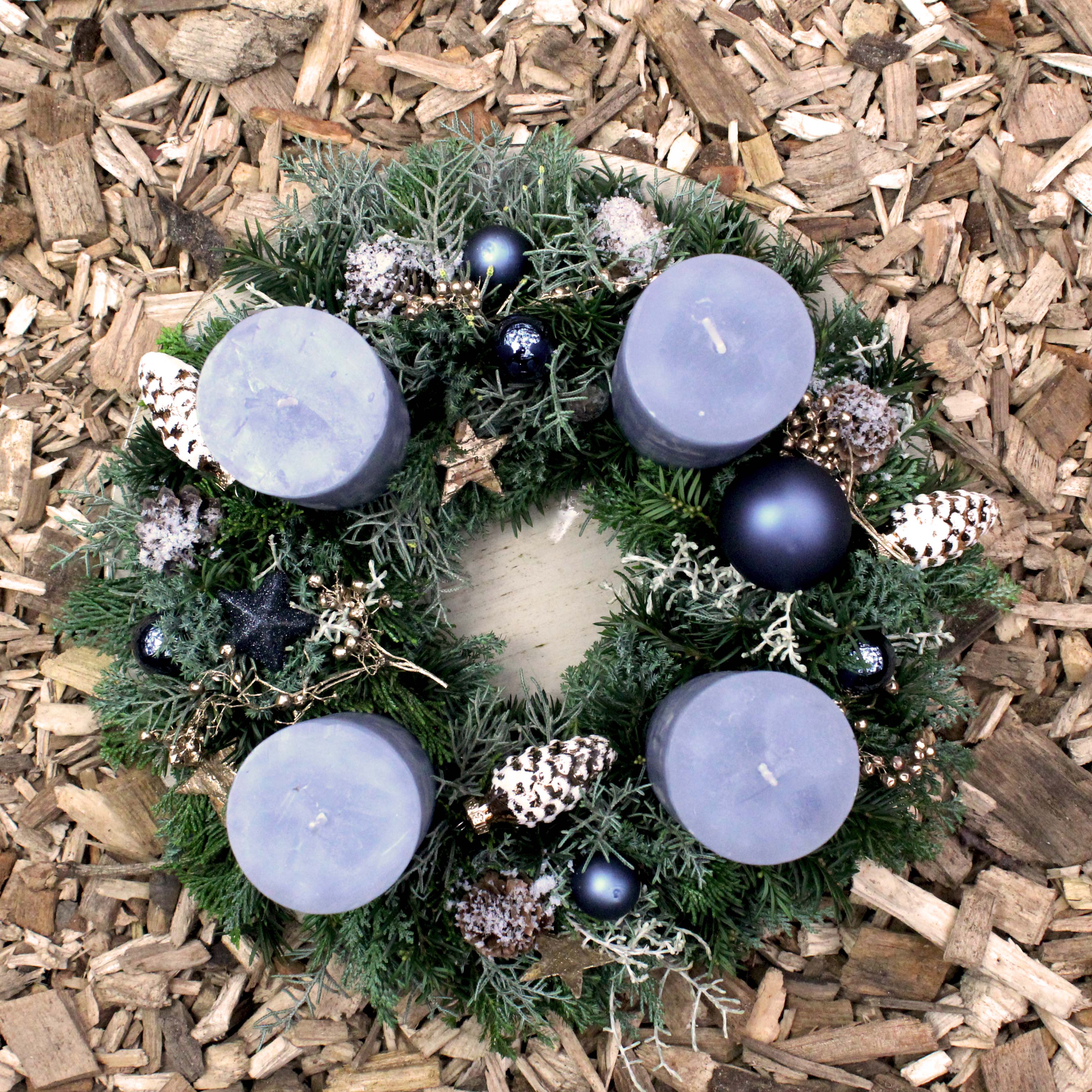 Adventskranz blau: 90.-